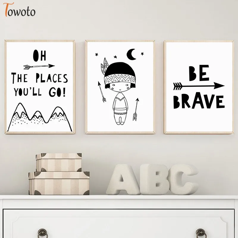 Монохромная Картина на холсте принт приключений вдохновение Цитата плакат племя