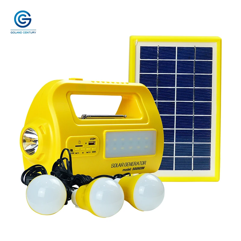 Goland Century SG050 3W, 6 в, 3W, портативный комплект солнечного освещения, многофункциональная домашняя Солнечная генераторная система постоянного тока с fm-радио, адаптер переменного тока