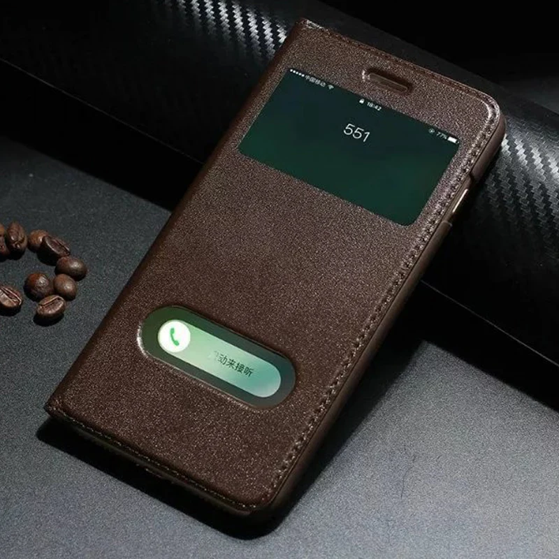 Умный чехол для телефона с окошками и книгами Apple iPhone 7 8 Plus из натуральной яковой