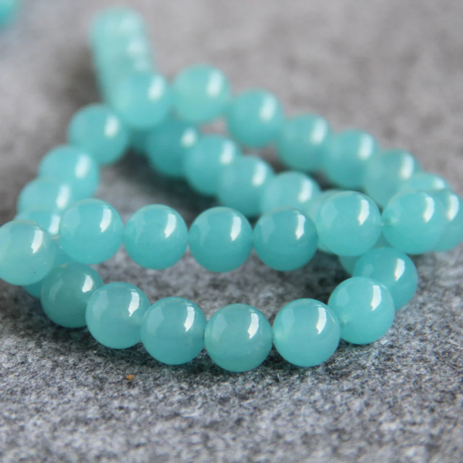 

10mm light blue chalcedony beads stones Loose DIY 15" 2pc/lot Jewelry making design wholesale