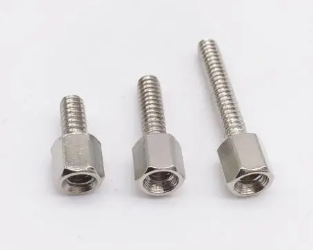 

100Pcs VGA Connector Screws Brass Standoff Spacer Silver 4#-40*5+L Length(L)=5~16mm