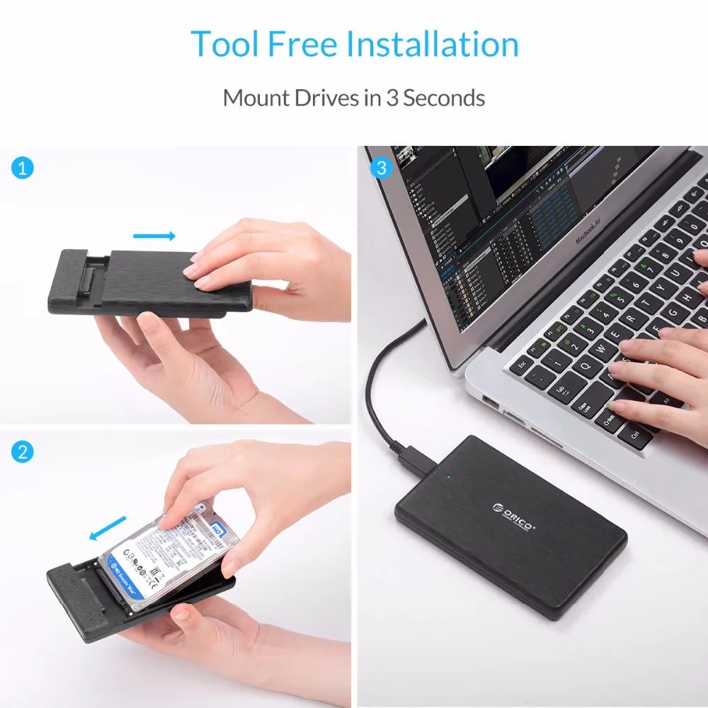 ORICO 2,5 дюймов USB3.1 HDD чехол SATA3.0 type-C внешний жесткий диск Корпус высокоскоростной чехол для SSD Поддержка UASP для samsung