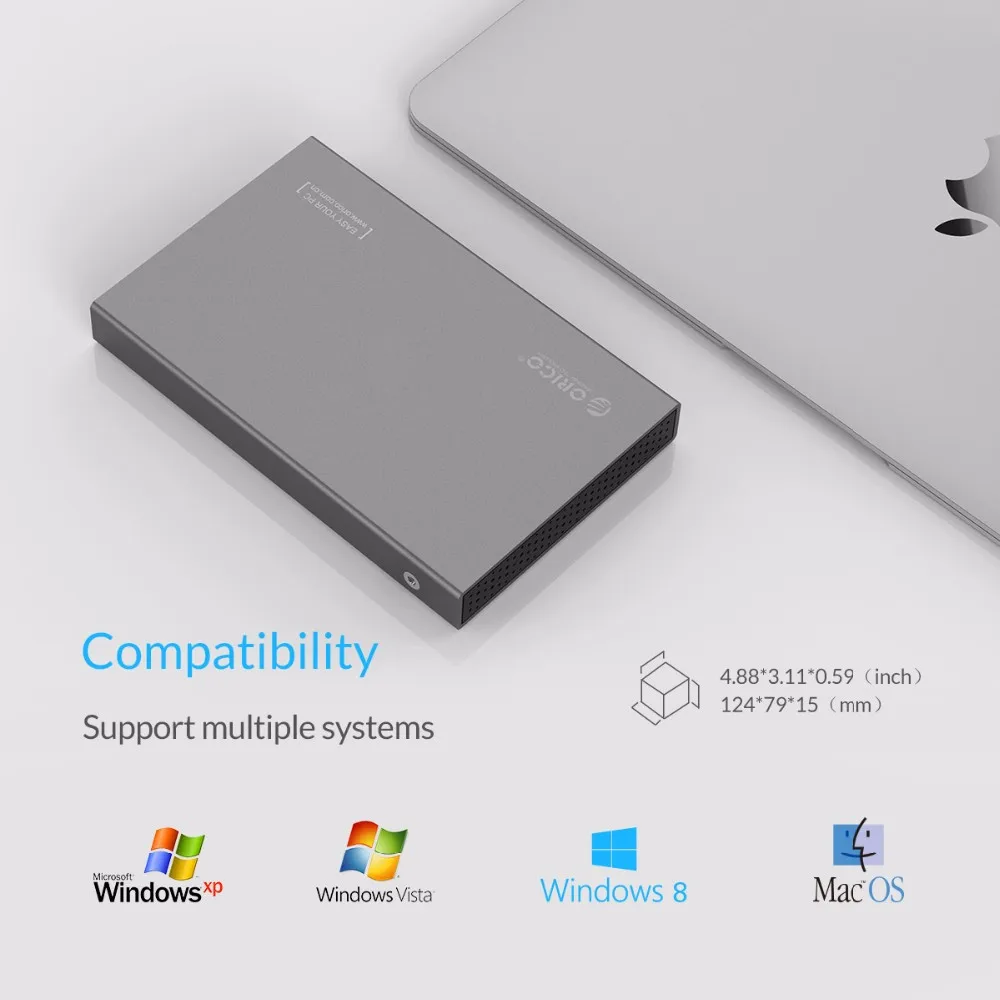 ORICO 2518S3 Алюминий 2,5 SATA коробка для жесткого диска HDD жесткий диск SSD Внешний чехол USB3.0 5 Гбит/с Поддержка 7 мм и 9,5 мм-серый
