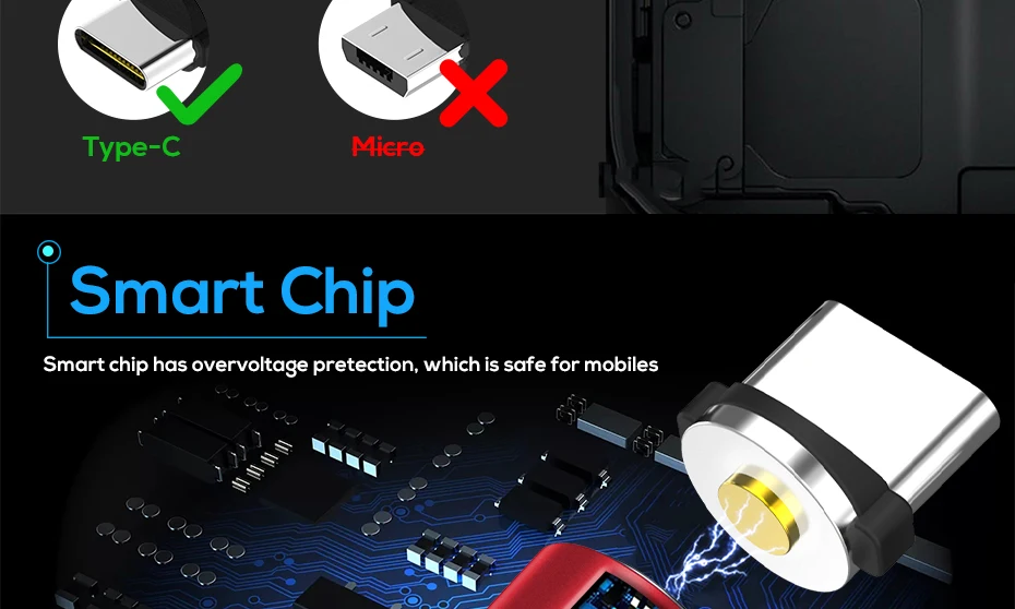 TOPK [5-Pack] RLine-R Магнитный кабель usb type C для samsung Galaxy S9 Plus OnePlus 6 type-C USB C