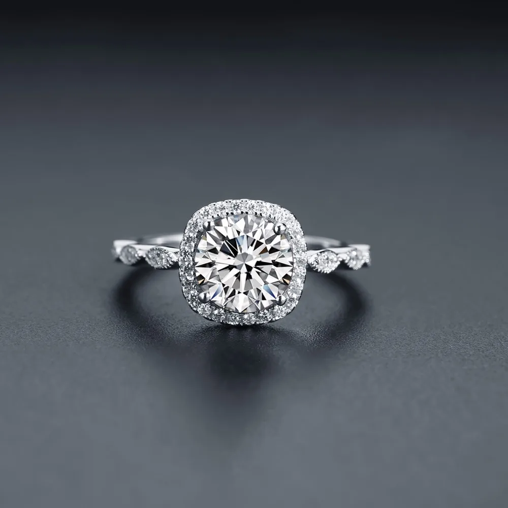 Жемчужное балетное классическое квадратное белое CZ 2.57Ct натуральный кубический цирконий обручальное кольцо 925 пробы Серебряное кольцо с океанскими волнами для женщин