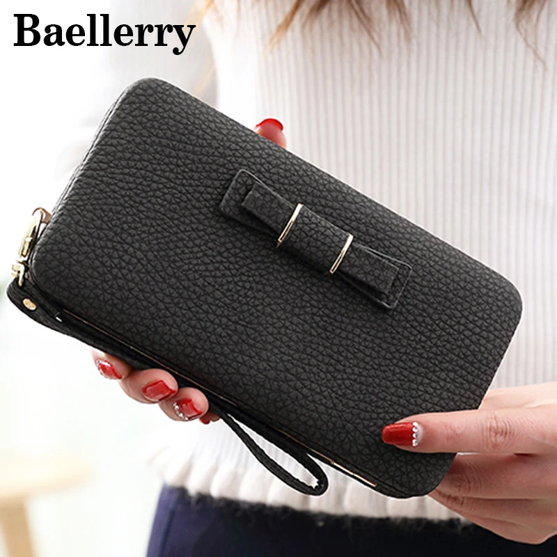 Женский кожаный кошелек вместительный с бантом|wallet clutch|wallet femaleporte monnaie femme |