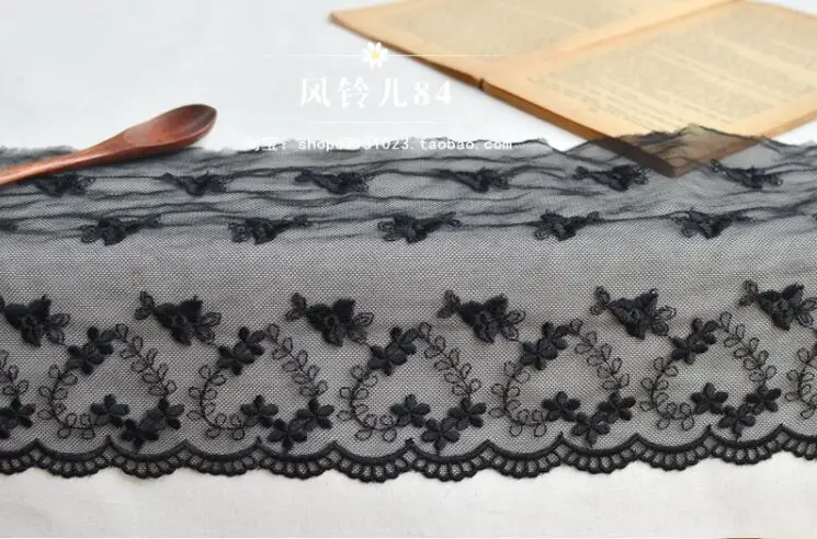 1 м/лот 17 см DIY кружевная отделка черная Цветочная свадебное платье вышивка