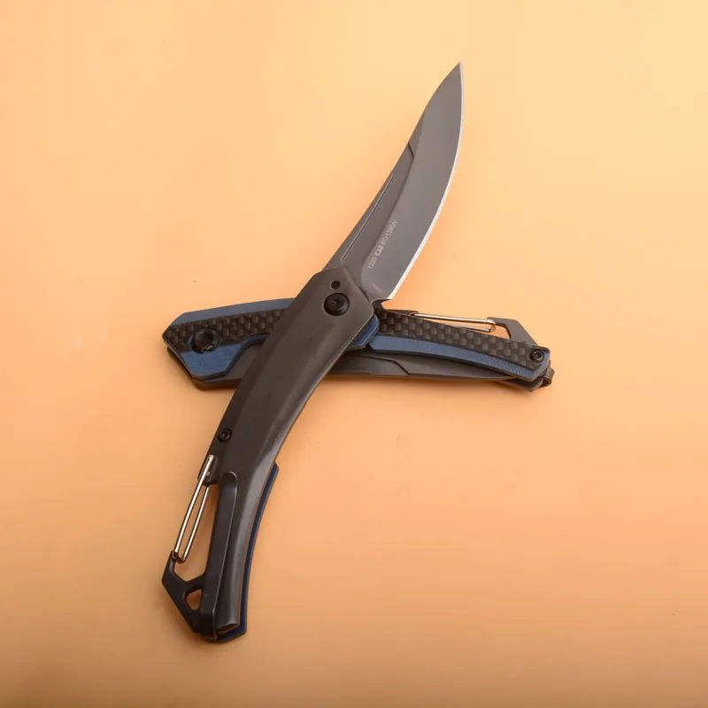 Новый K1225 реверберации XL Карабин ручка складной нож 8cr13mov серый Клинок Синий G10 +