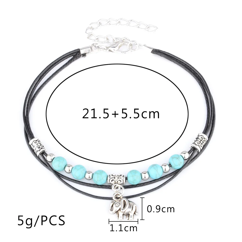 Новинка антикварный серебряный зеленый браслет с бусинами вощеный шнур слон