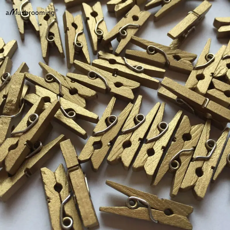 1000 оптовая продажа Детские прищепки для душа золотые Деревянные 1 дюйм