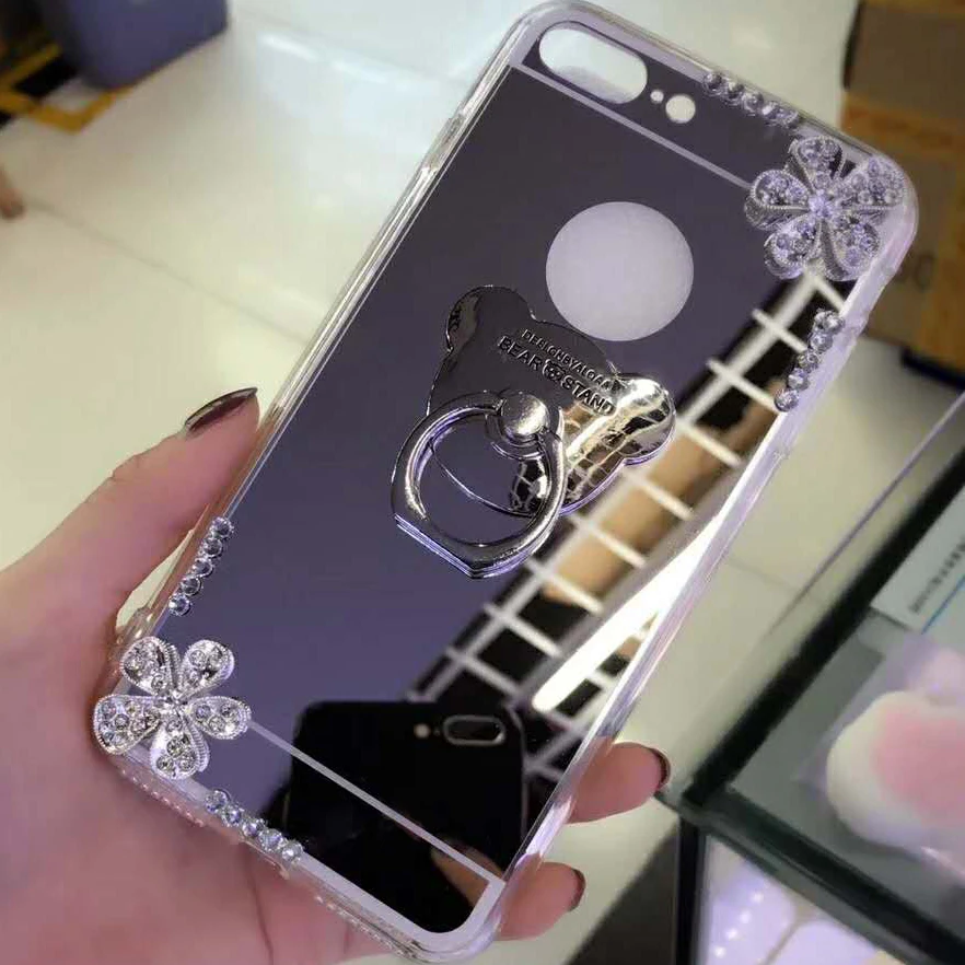 Rhinestone зеркальный чехол для телефона Samsung Galaxy S8 Plus S7 S6 Edge S5 S4 S3 Note 8 5 4 3 цветы