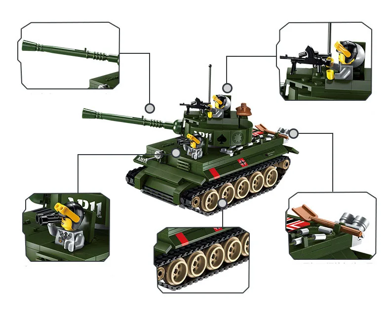 Модели строительные игрушки ENLIGHTEN 1711 Тигр Танк военный истребитель блоки