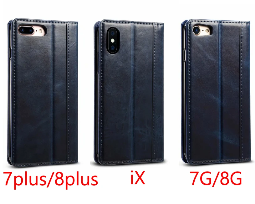 Magnet Flip Genuine Leather Mobile Phone Case For iphone7 8 Plus X XS Max XR Slim Card Slot Protecitve Cover