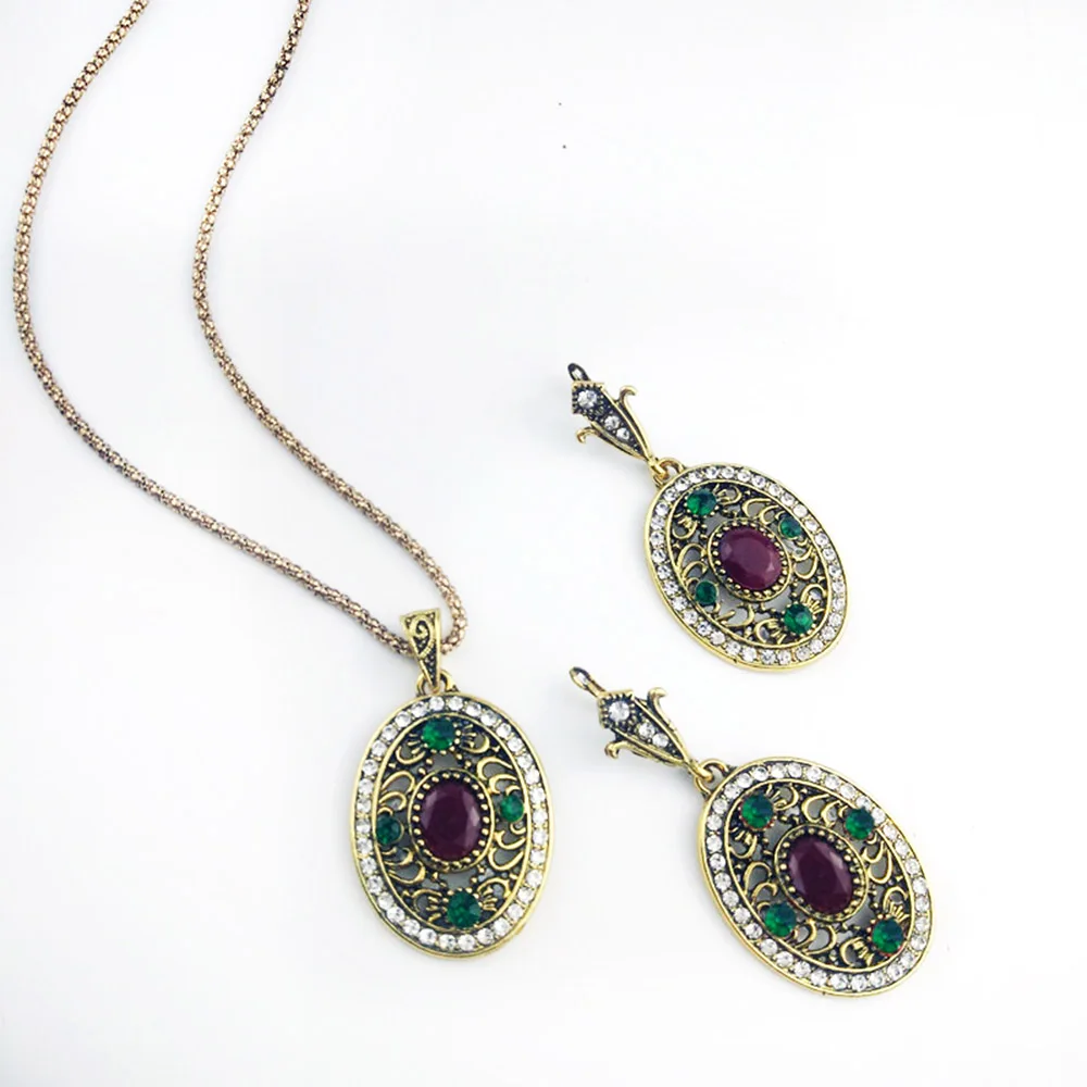 2 шт красочные Кристальные Женские Ювелирные наборы овальная форма полный горный