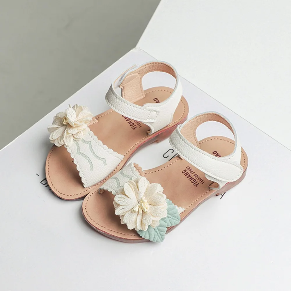 Loozykit/сандалии с цветочным узором для девочек пляжная обувь принцессы крючками