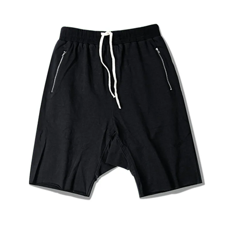 Black Hi-street, летние мужские шорты с заниженным шаговым швом, мешковатые, свободные, хип-хоп, черные, Мужская городская одежда, джоггеры, шаровары, шорты на молнии для мужчин - Цвет: Black