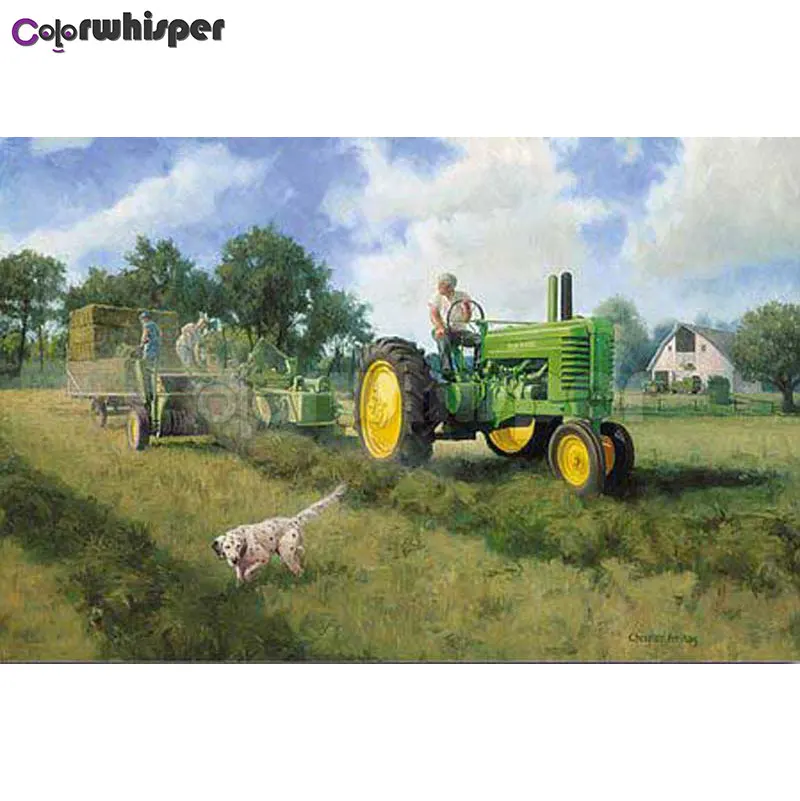 Алмазная картина полностью квадратная/круглая Daimond &quotТрактор искусство страна