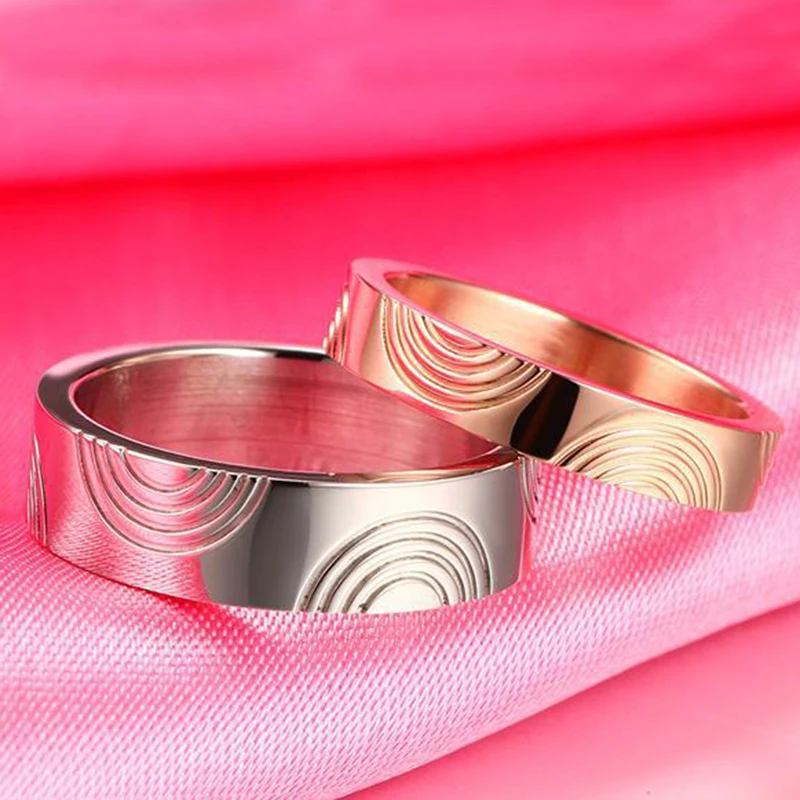 Обручальное кольцо для мужчин и женщин из нержавеющей стали цвета розового