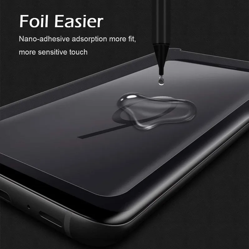 Нано жидкий Полный Клей закаленное стекло протектор экрана для samsung Galaxy S9 S8 Plus Note 9 8 S7 Edge стеклянная пленка УФ светильник