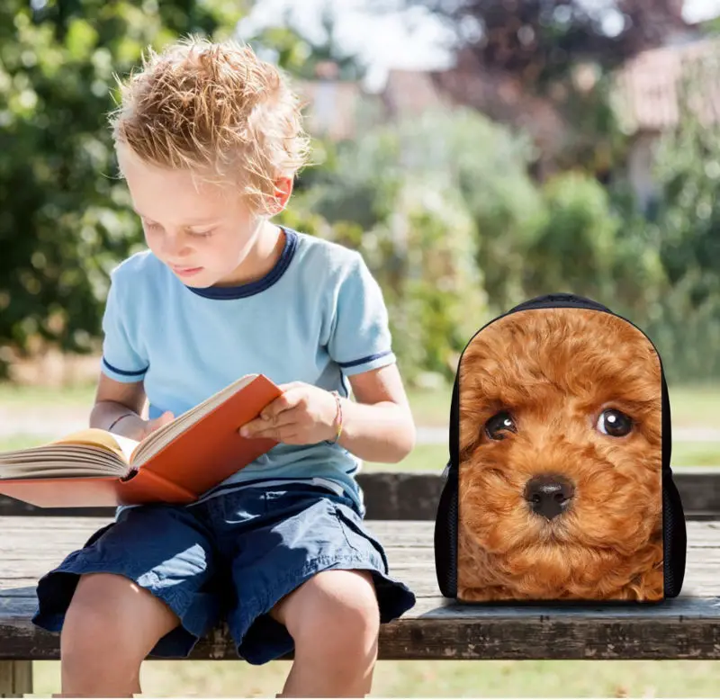 

TWOHEARTSGIRL 3D Dog Print Backpack for Boys Girls Small Children Kids Kindergarten Backpack 12 inch Baby Bookbag Rucksack