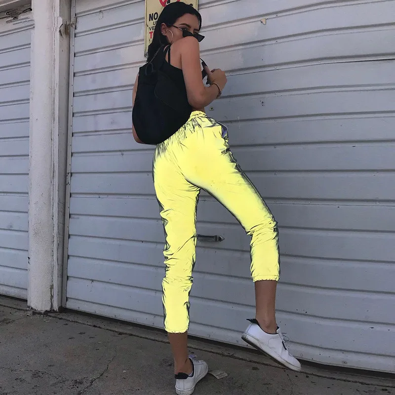 Cool Design Reflective Women Pants Casual Outwear Loose Elastic Gray Harem Pant Trousers Mujer | Женская одежда