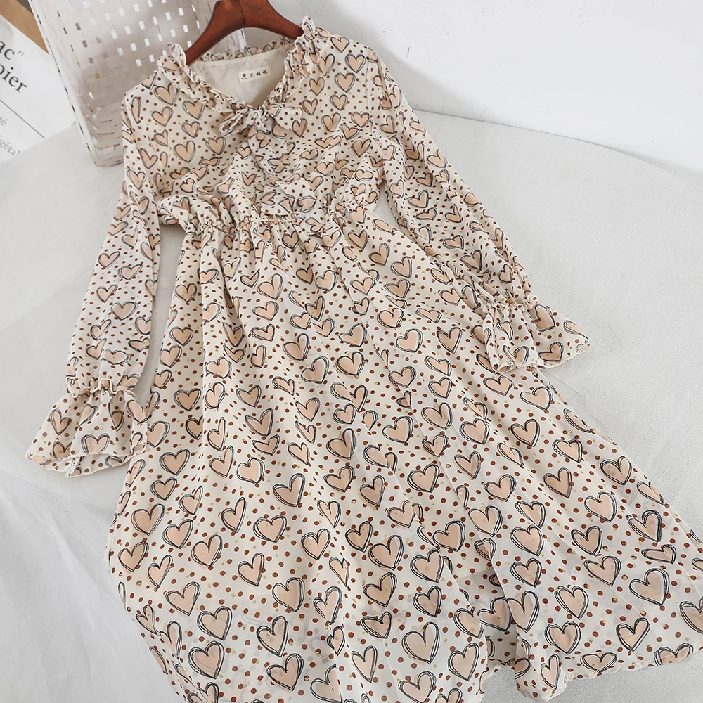 2019 новые модные женские платья шифоновое платье с длинными рукавами женское