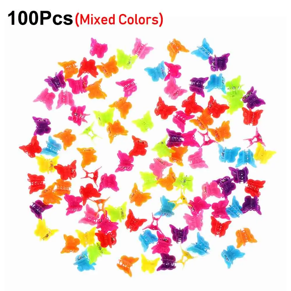 100pcs 20/50/100 шт Бабочка Заколки для волос коготь заколки Смешанные Цвет мини Щековая Зажим Шпилька для волос аксессуары для Для женщин и девочек - Цвет: 100pcs