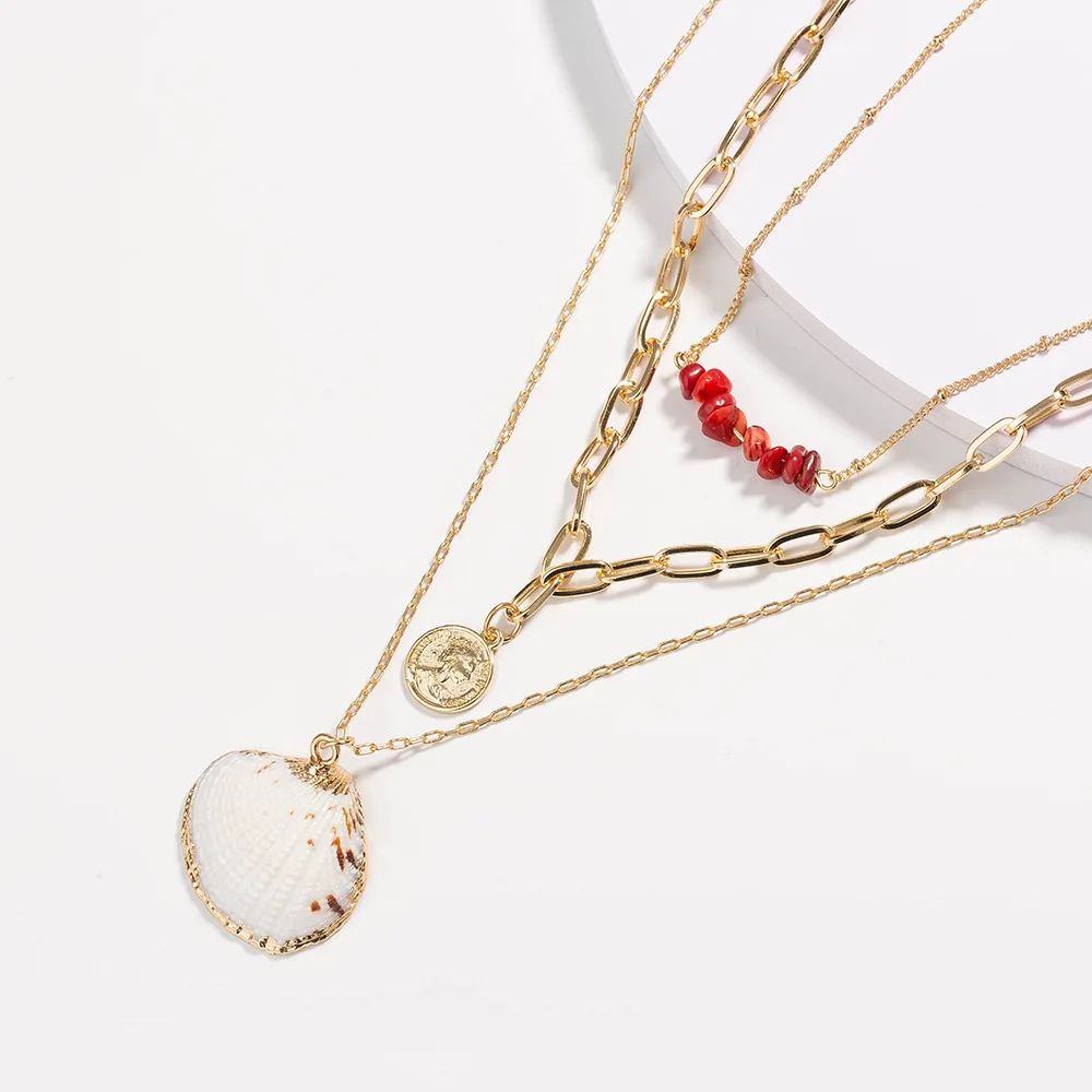 Ожерелье Doreen Box модное золотого цвета с подвеской из красного кораллового