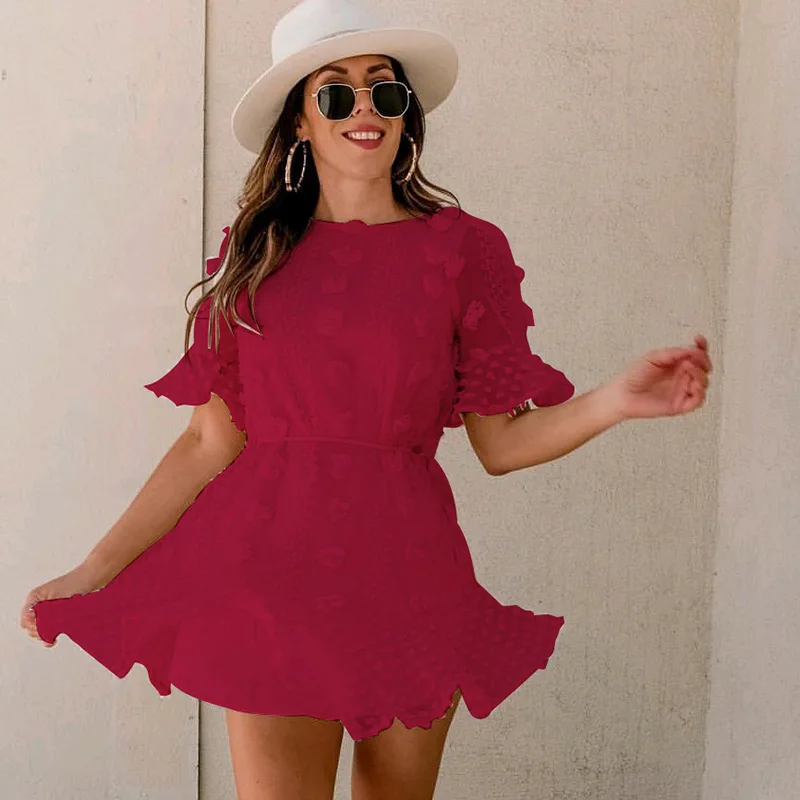Горячая продажа 2020 женское летнее платье милое однотонное мини-платье с коротким