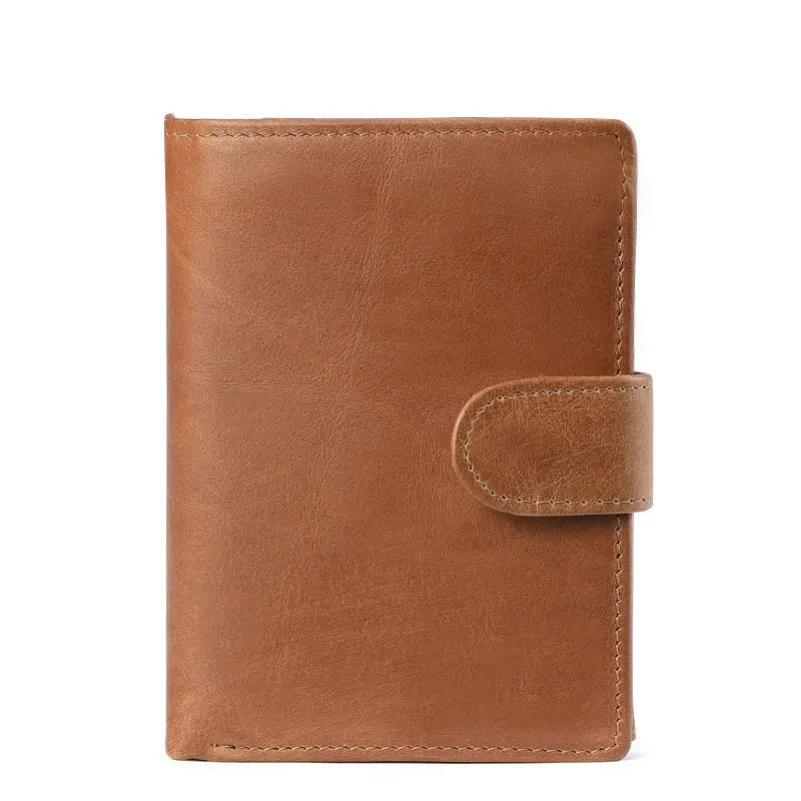 brown Мужской кошелек RFID из воловьей кожи ретро повседневный короткий кошелек для монет клатч из кожи женские кошельки и кошельки - Цвет: brown
