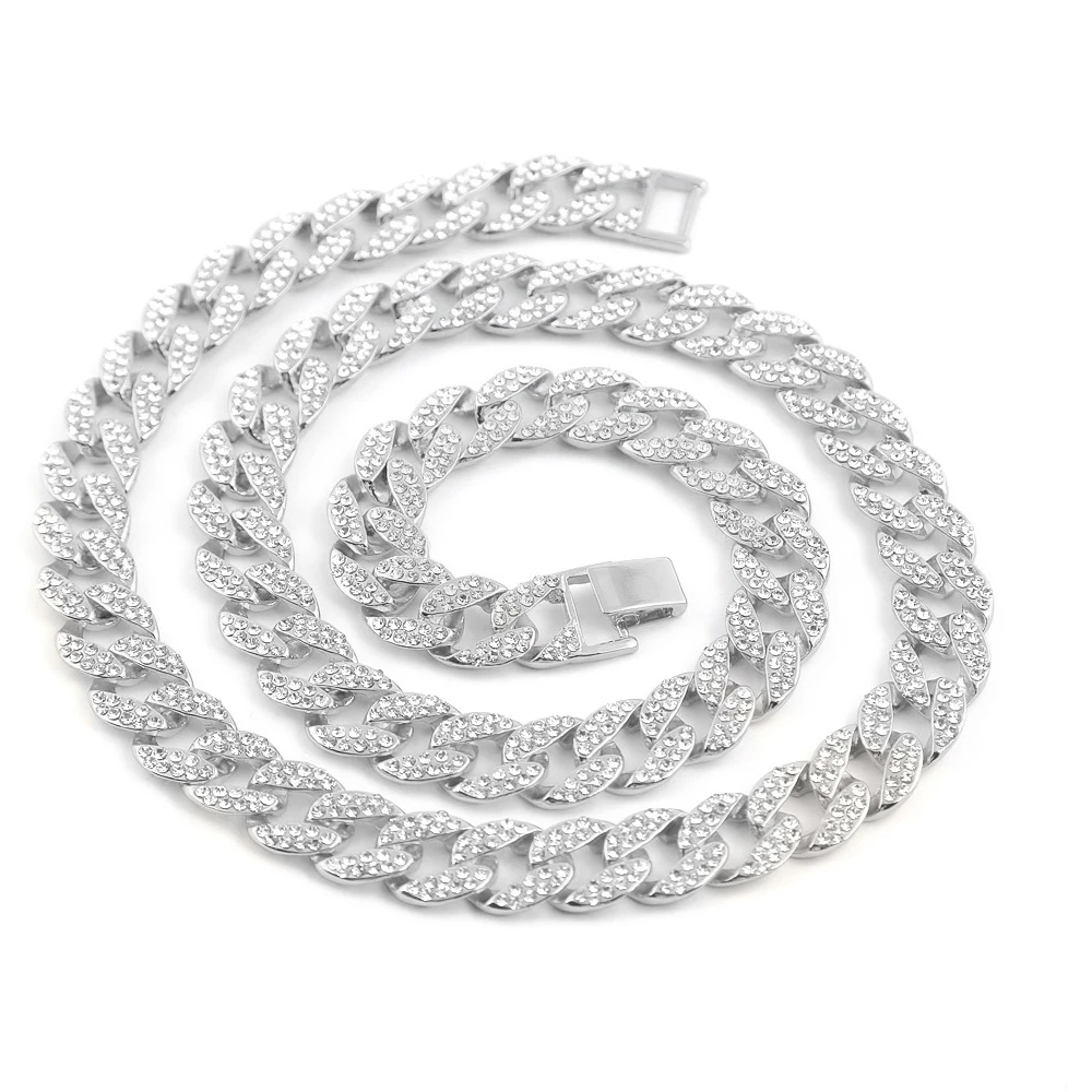 Iced Out часы 1" кубинские звенья цепи ожерелье& 8,5" браслет комплект