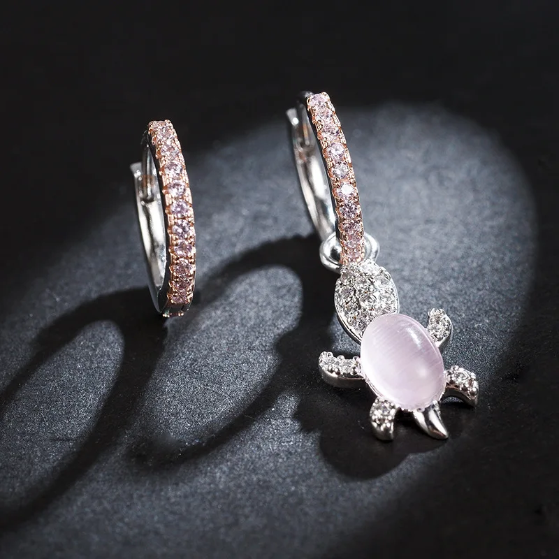 Известный Новый дизайн розовые циркониевые детские серьги с дизайном Черепаха