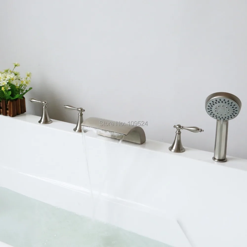 Бесплатная доставка матовый никелевый водопад 5 шт. широко распространенный кран