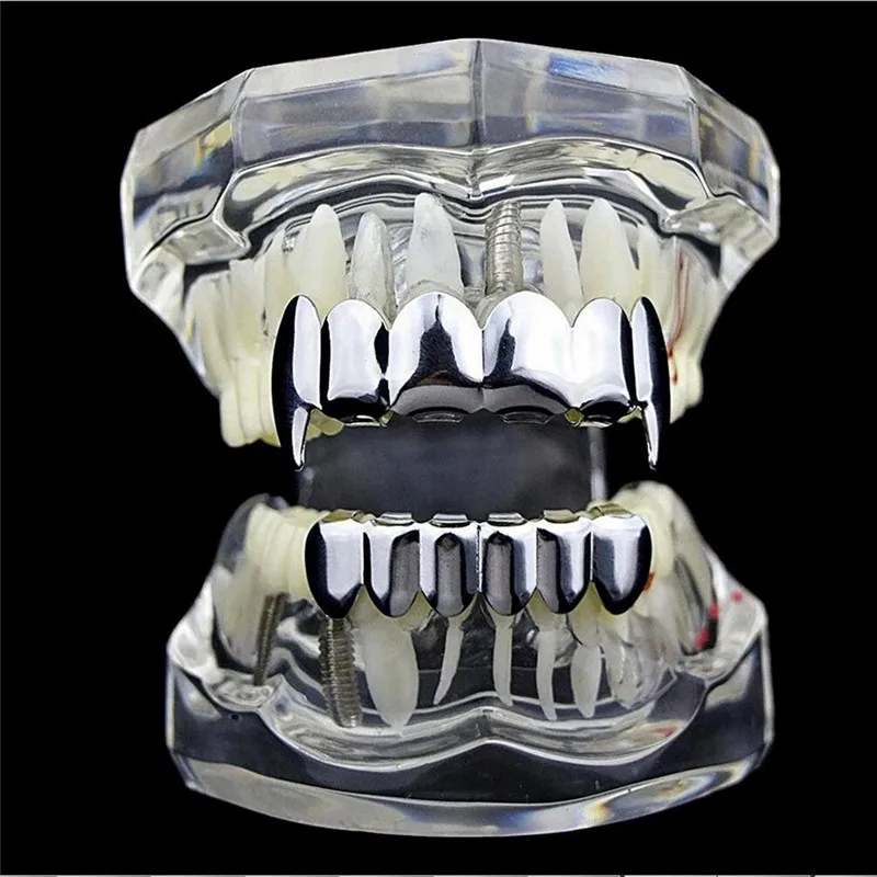 BOAKO золотые накладные зубы Grillz набор верхних и нижних грилей зубные хип-хоп зубные колпачки панк зубные грили мужские Cosply Rapper Украшения для тела
