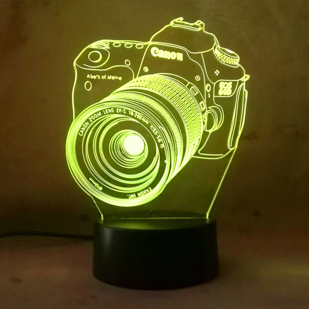 Роскошная крутая 3D камера USB светодиодная лампа украшение для дома сна 7 цветов