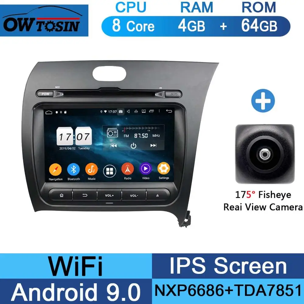 64G Fisheye Camera " ips 1920*1080 8 Core 4G ram+ 64G rom Android 9,0 автомобильный dvd-плеер Для Киа церато Форте K3 2013 DSP радио gps Parrot BT - Цвет: 64G Fisheye Camera