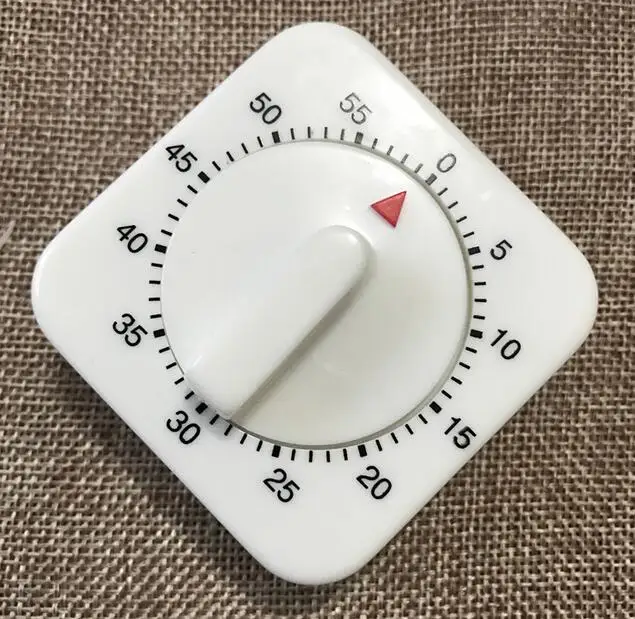 

Кухонный таймер на 60 минут, сигнализация с обратным отсчетом, белый квадратный механический таймер для кухни