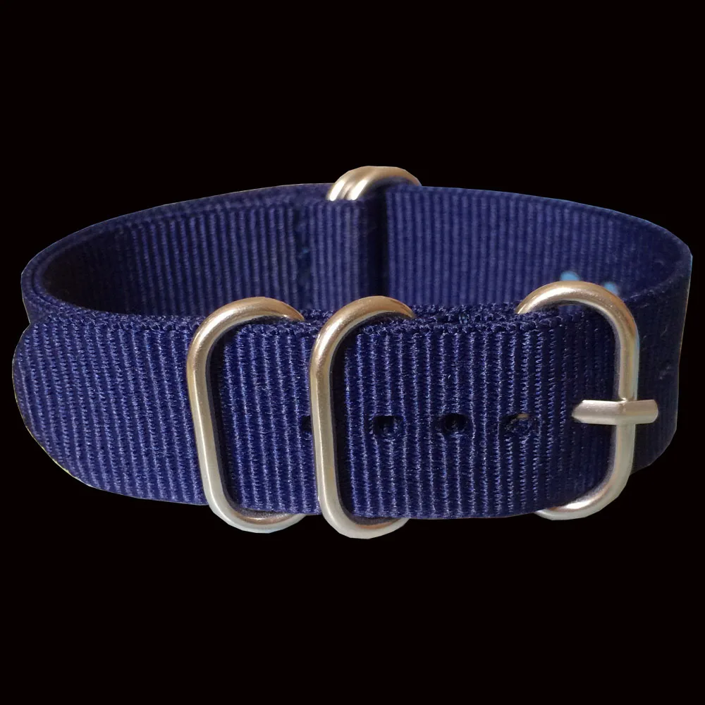 

Solid Color Retro Wholesale 22 mm Navy Army Sports Zulu fabric Nylon watchband Watch Strap 5 Rings Bands Buckle belt 22mm Man