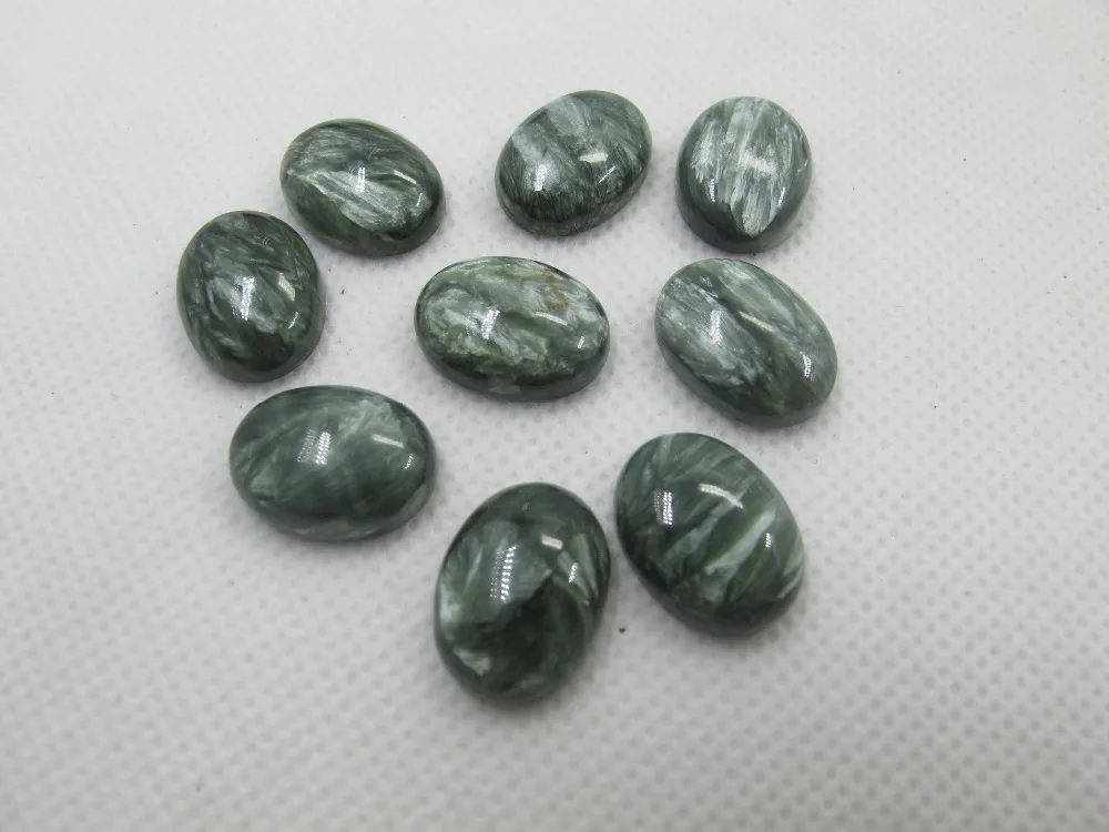 1 pcs Natural Seraphinite Gem Cabochon Bead Jewelry 13x18mm Oval Semi stone Ring face | Украшения и аксессуары