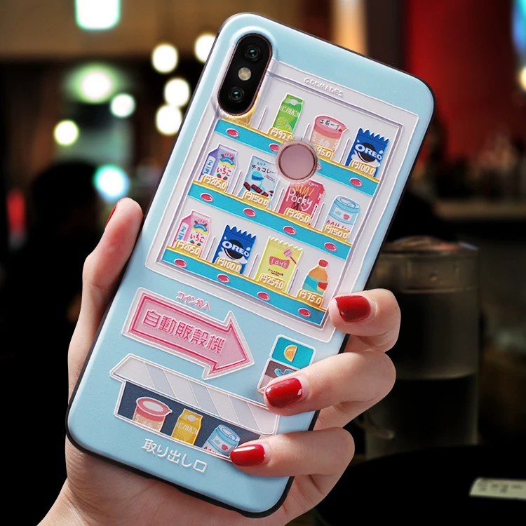 Japanese cartoon vending machine delicious snack Emboss Case For Xiaomi Redmi note 5 case 6 Pro FOR MI A2 Lite A1 6X 5X |