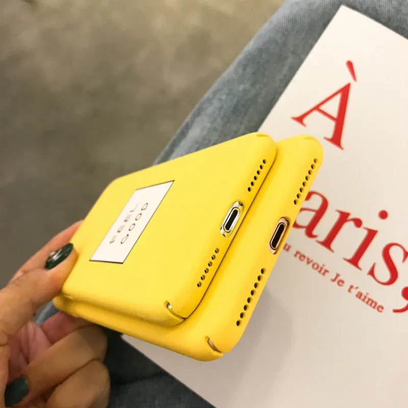 POBLU Cool English Letter Feel Good Phone Case For iphone X Lovely Yellow Hard PC Cover Cartoon Shell 6 6S 7 8 Plus |