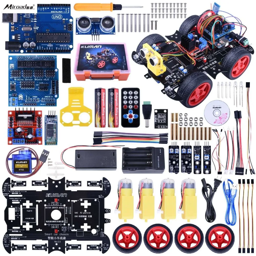 Upgraded Bluetooth RC Smart Robot Car Kit Miroad UNO R3 robotics kit building Sets with Line Tracking Module SM11 | Электроника