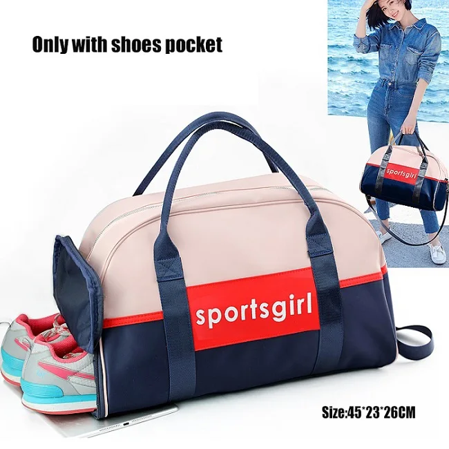 M size with pocket Хит, уличные багажные сумки, спортивная сумка для спортзала для женщин, водонепроницаемая складная сумка на плечо для фитнеса, тренировок, большая туристическая дорожная сумка - Цвет: M size with pocket