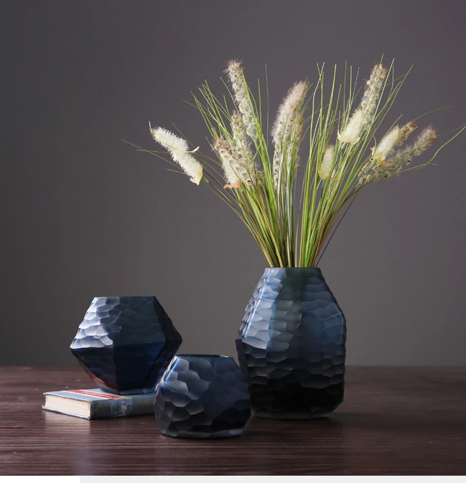 Europe diamond glass vase High-quality Hydroponics dried flowers arrangement Tabletop large vase living room home decoration