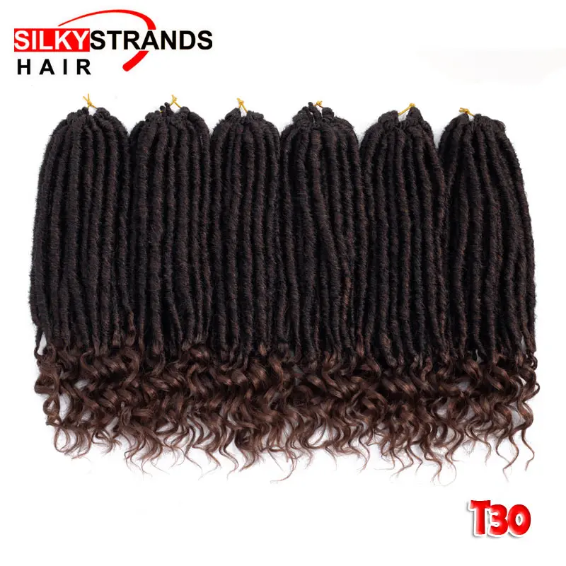 M1b/30# Шелковистые пряди мягкий Faux locs Curly синтетические косички для наращивания волос накладные волосы на крючке, эффектом деграде(переход от темного к косы богиня прическа - Цвет: M1b/30#