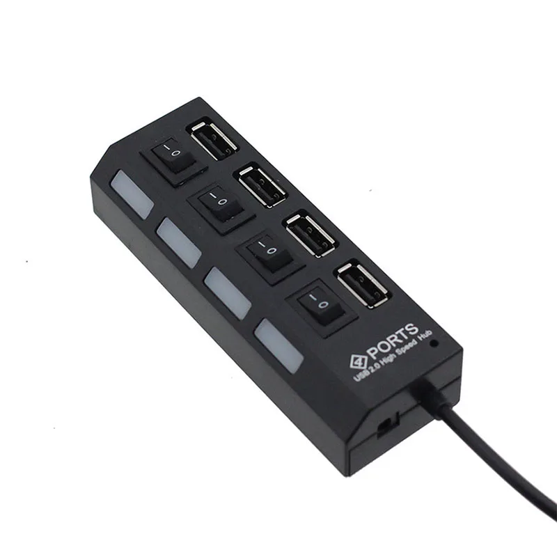 Горячая Распродажа LED 4 порта USB 2 0 Hub Высокоскоростной кнопки