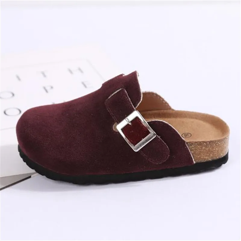 Бордовый New Summer Casual Slippers Children Flat Heels Baotou Beach Shoes Baby Toddler Nubuck Leather Slides Kids Sandals 041 - Цвет: Бордовый