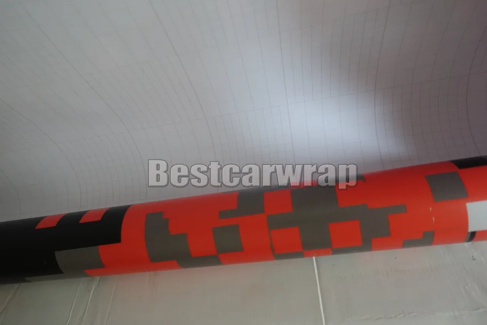 Large Digital Orange Tiger Camouflage Vinyl wrap Film with air Free / Pixel Car Sticker foil 1.52x30m/Roll 5x98ft |