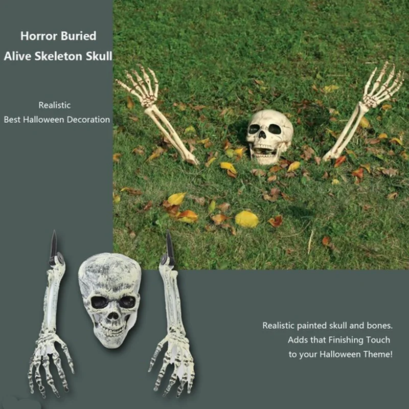 2019 пластиковые черепа ужас похоронен живой Хэллоуин украшение для дома Прямая