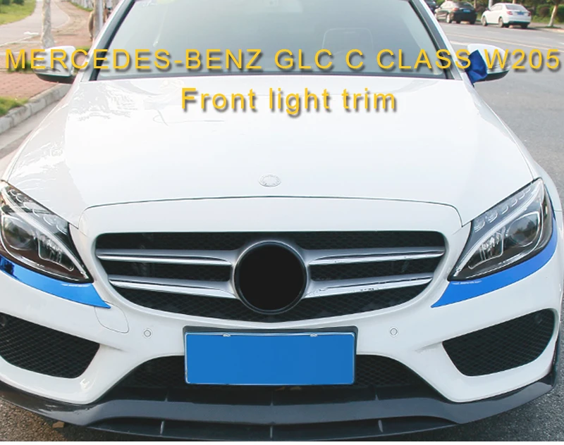 Carманго для Mercedes Benz C Class W205- Автомобильная фара хромированная крышка защитная накладка рамка наклейка внешние аксессуары